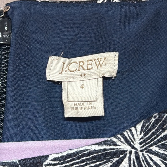 J. Crew Factory Navy White Floral Basket Weave Dress 4 Wedding Guest Preppy - Picture 6 of 10